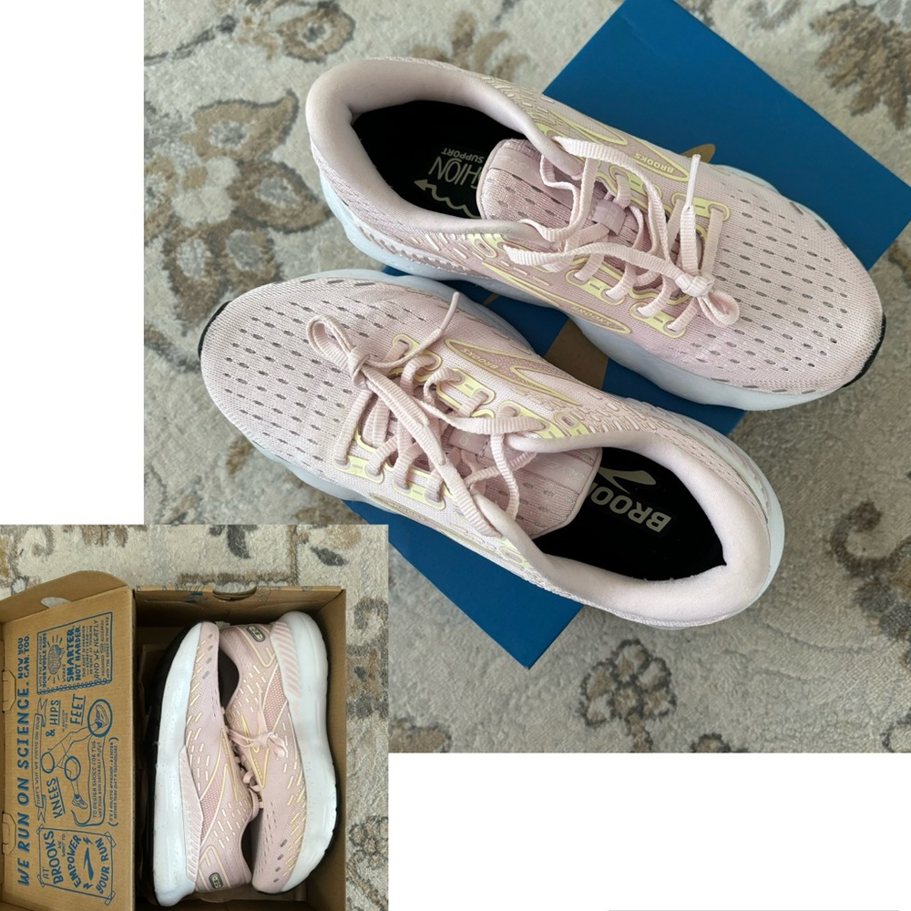 Brooks Glycerin GTS 20 Women’s Size 7.5 Running Shoes Pink/Yellow/White